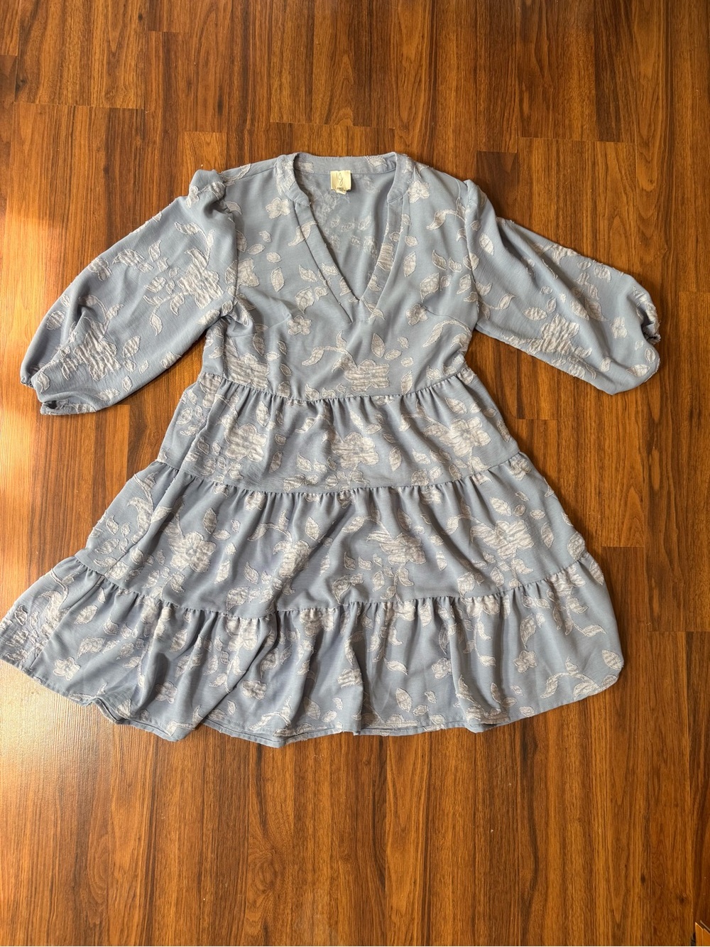 Joie Blur Floral Fil Tiered Knee Length Dress V-Neck Long Sleeve Boho Small